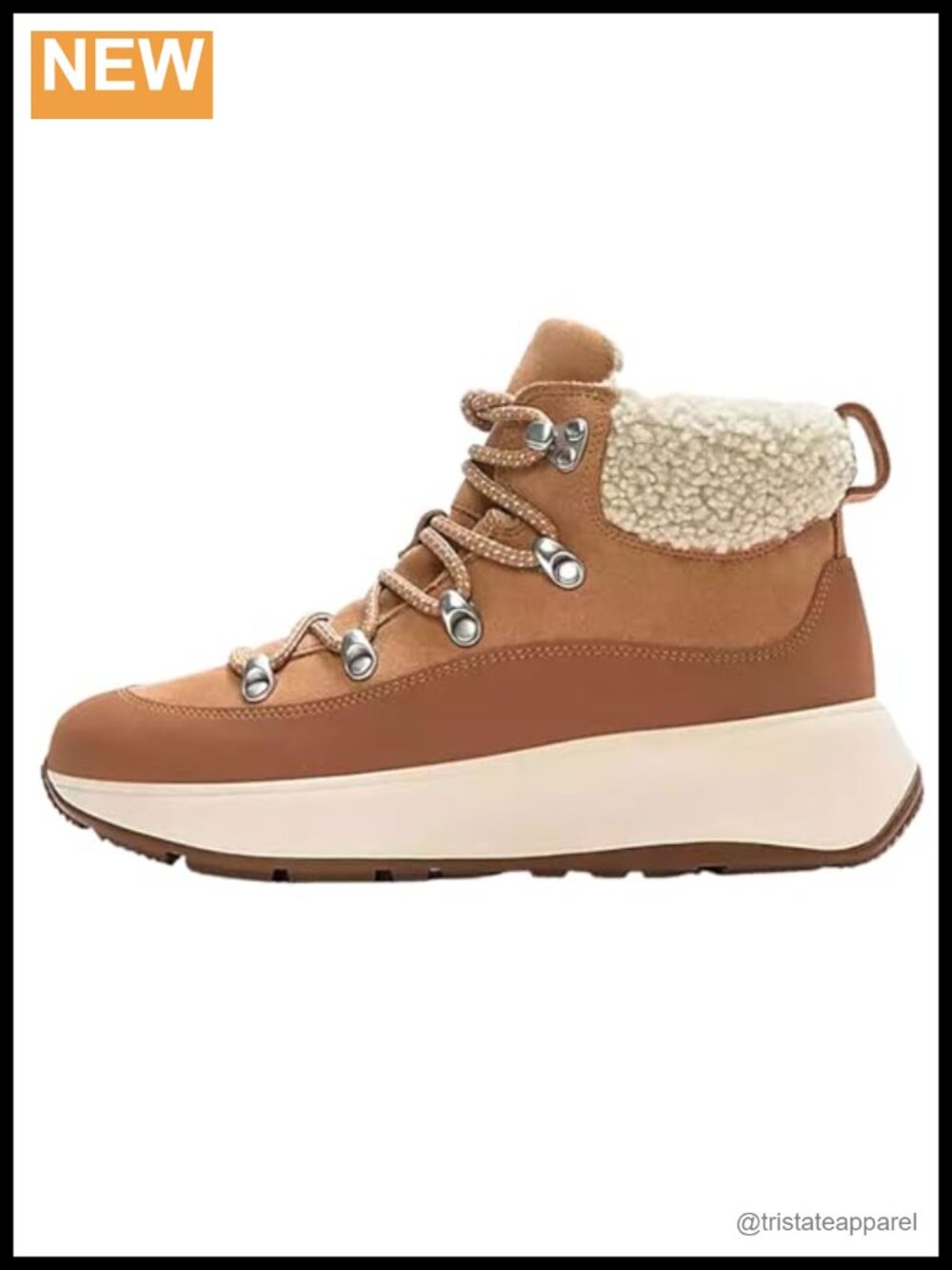 Genuine Suede and Leather Lace-Up Ankle Booties with Teddy Collar